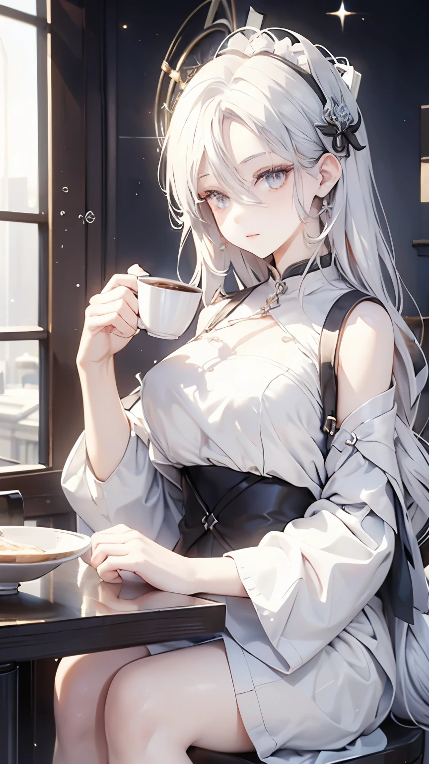 silver hair、Drinking black tea、cute、Queen、22 years ago、asian princess