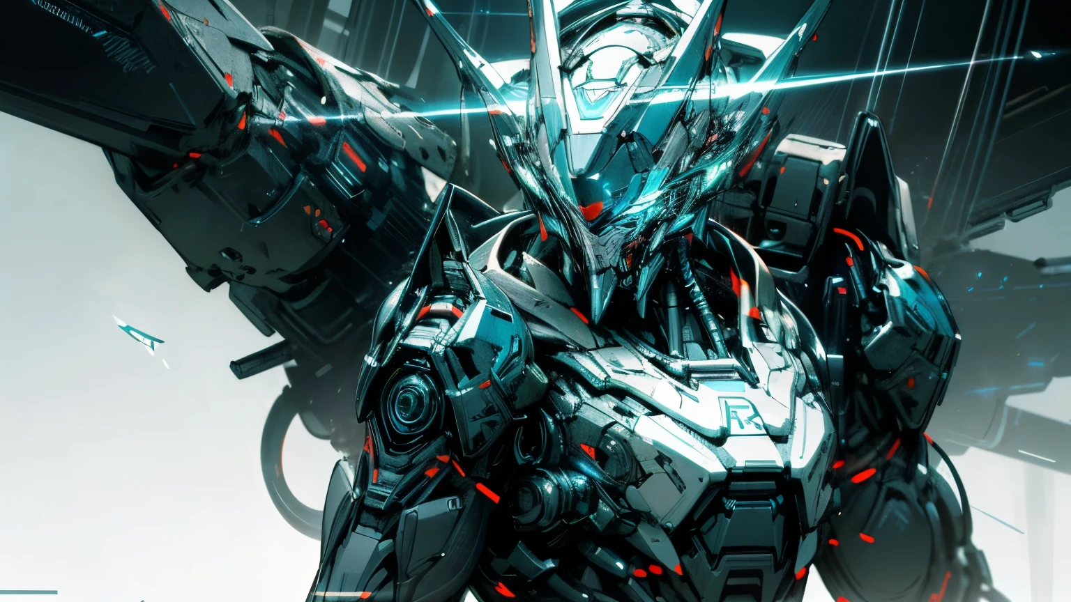 (( color and white predominate )). realistic, Shine, Reflexive, bioluminescence , galactic cybernetic mask, Mecha, (( cyber killer :1.2)), SH4G0D, Glowing Rune_Blue and white, whole body, Cinematic , dark background , White background light , High Contrast,