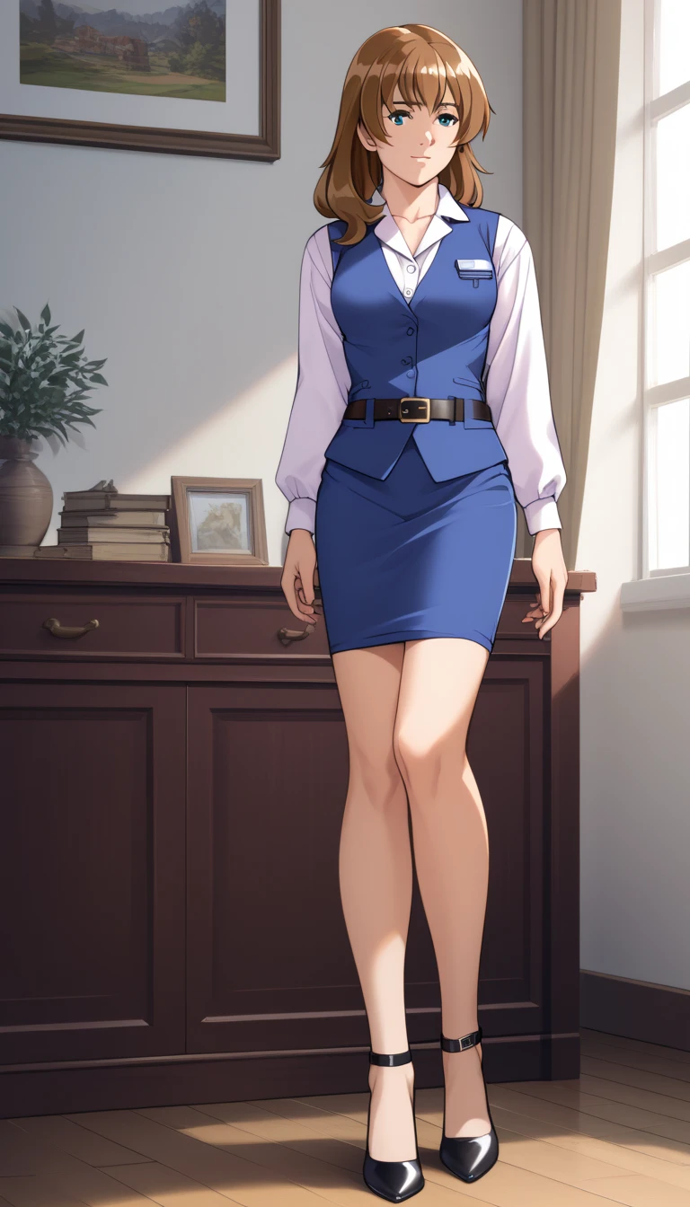 ( busty), (((fullbody))), standing pose, high heels, good anatomy, masterpiece, best quality, 4k, 8k, professional photography, soft light, sharp focus, 1 girl, blonde hair, at classroom, blonde hair, parted banks, detailed face+brown eyes, open lips, lipstick, whiteboard, smile, nude, without clothes
