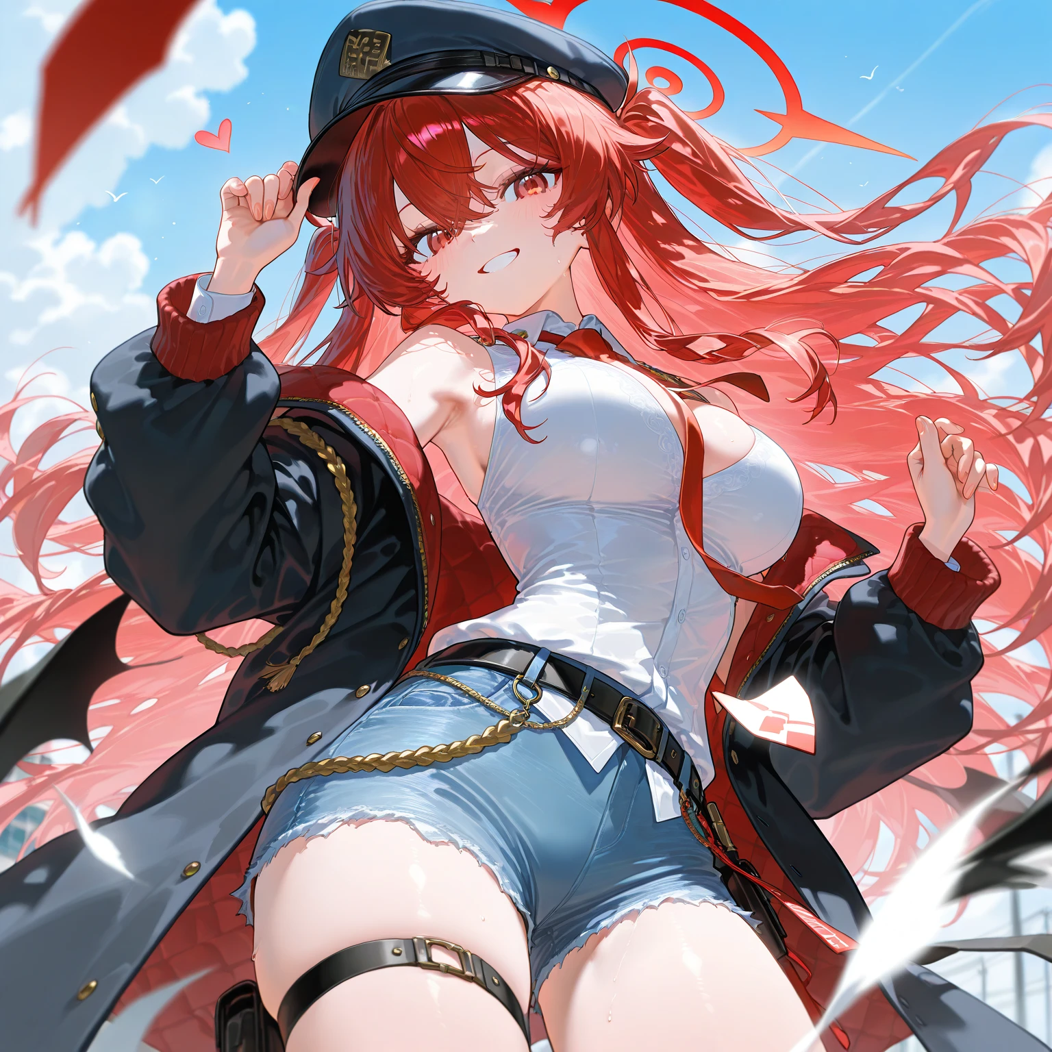 Giantess appears from underwater in front of a giant cruise ship, the cruise ship looks very small in front of her because it is giant, she is naked, she has red hair and white skin, she has small breasts but very sexy legs and her body is very curvy. Goddess, Attack, giant, cruise ship, naked, sexy, hot, ocean, in middle of the ocean, without buildings, High quality, Red hair, hottest, tall girl, sexy legs, monster girl, cruise ship, giant cruise, attacking, evil, mad