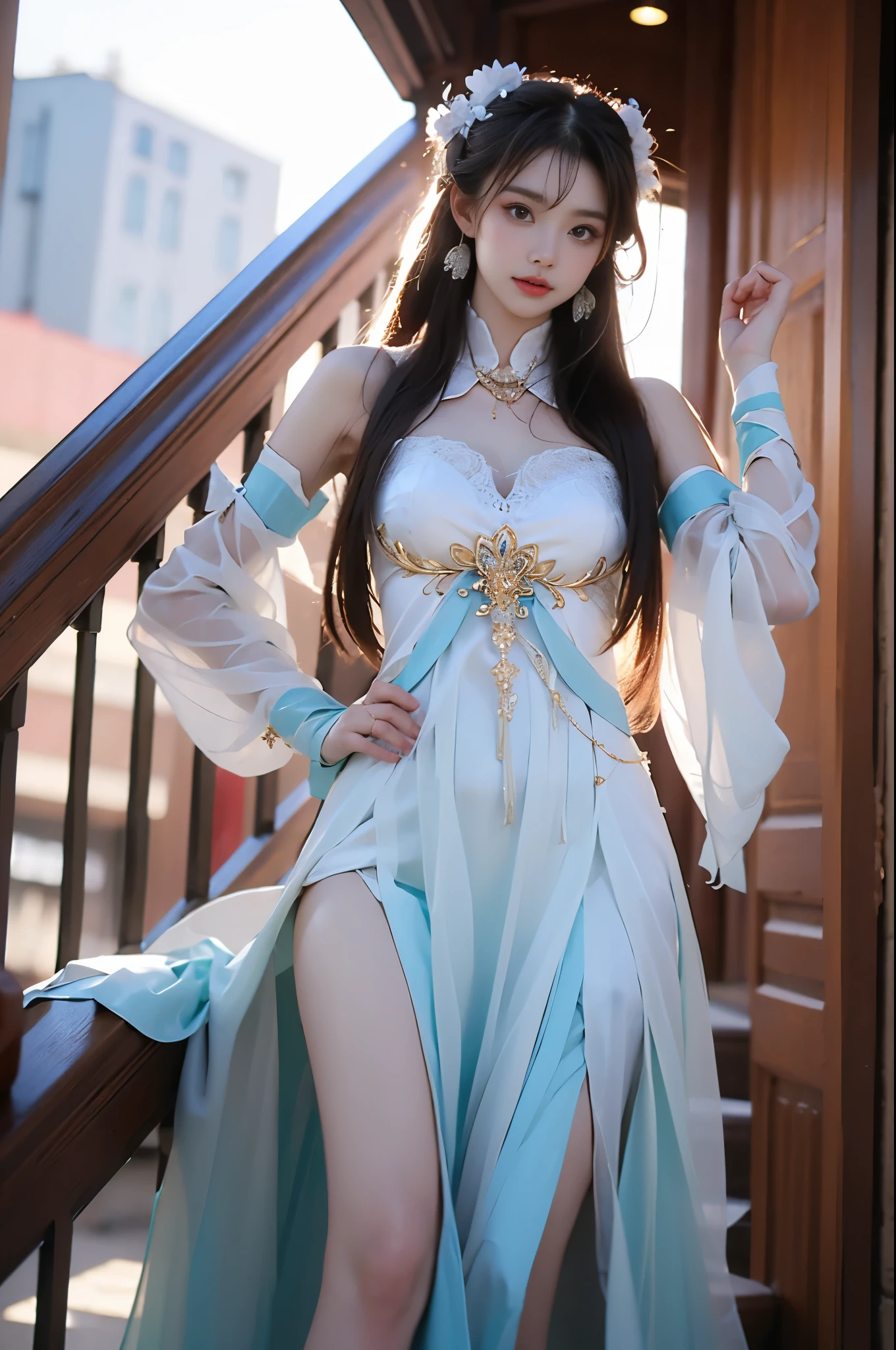 In the depths of Wonderland,The moonlight falls like water,foggy room,The figure of the heroine is vaguely visible,Just like the fairy in the painting,Slender sexy legs,Very nice legs,Leaking legs,Don’t cover your legs with clothes,Beautiful big breasts而又带着一丝mystery的色彩。Her face is beautiful and delicate,Like finely carved jade,Showing otherworldly beauty。The eyebrows are picturesque,Long eyebrows to temples,The waves in my eyes are like twinkling stars,Show the light of perseverance and wisdom。The bridge of the nose is straight,Lip color like cherry,The slightly raised corners of the mouth reveal confidence and calmness。Her face is well defined,The skin is as fair as jade,Reveals a healthy glow,Not like a fairy'Don’t eat the fireworks of the world。Her makeup is light and delicate,Not too much embellishment,But enough to show her temperament and charm。Light-colored foundation brings out the transparency of the skin,A light eyebrow pencil outlines her perfect eyebrow shape,Eye makeup is eye shadow and eyeliner,Make her eyes brighter and more energetic。嘴唇涂上grace的口红,Adds a bit of charm and sophistication。她的衣服grace别致,Wearing white clothes to win the snow,Clothes flutter,It seems like it will be blown up by the wind at any time,drifting into the distance。Beautifully embroidered patterns on clothes,既不失grace,Also showed her extraordinary skills。A wide belt is tied around the waist,There is a crystal clear jade pendant hanging on it,Rocking with her movements。Her hair is tied back casually,Secure it with a hosta,A few strands of hair are fluttering gently in the wind,Adds a bit of softness。Her figure is looming in the fairyland,宛如一道Beautiful big breasts的风景线,attracted everyone's attention。She seems to be an elf in fairyland,Beautiful big breasts、grace、mystery、and full of power。