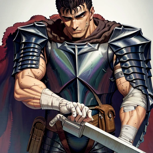 (masterpiece, best quality, an extremely delicate and beautiful, Amazing), (illustration), (solo:1.5), (original:1.5), (illustration), [sketch], (game CG), (felt fabric), depth of field, ((Dark Souls)), \(berserk\), 
1boy, guts \(berserk\), (cowboy shot:1.4), attack battle form, (view straight on), ((black robe)), (holding fire sword),floating debris dust stones winds,armor, one eye closed, scar, bandages, black hair, cape, male focus,(huge sword:1.35),
full moon, ((European castle, medieval architecture)), wind, background of detail, night, detailed sky, desire, ((despair)),