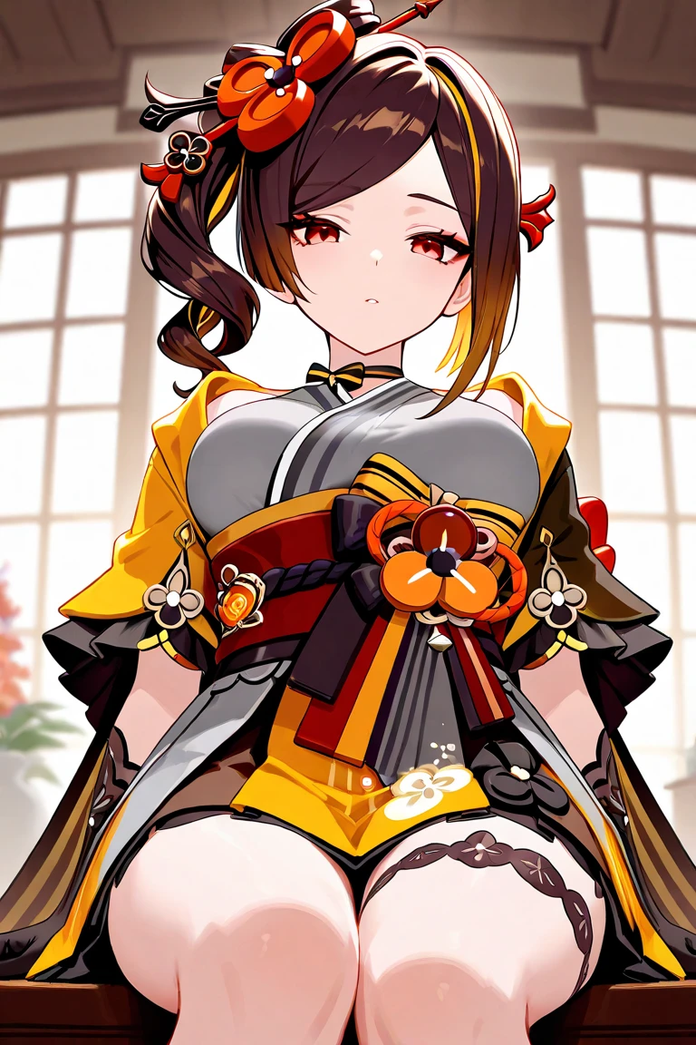 ((masterpiece,Highest quality)), Confused, Kitasan Black umamusume, Animal ears, short hair, Striped Hair, hair ornaments, Medium chest, Horse tail, alone, Laughing with your mouth open, Looking at the audience,,((nsfw)), Squat, (((No correction))), ((lie on back, legs up high, spread legs, hold knees, vagina)), (spread pussy by herself with both hands completely:1.4), (open legs, spread legs),18 years old
