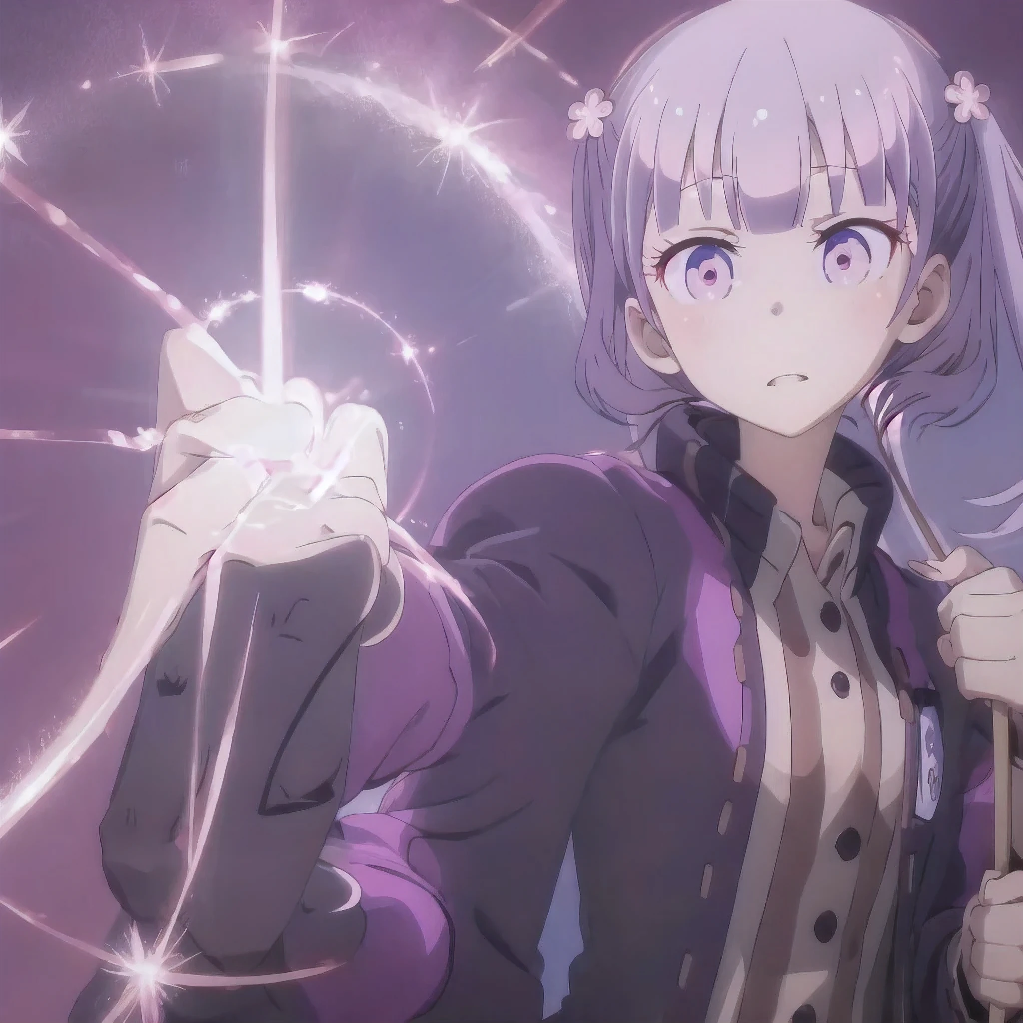High Quality, Masterpiece, IncrsPurple, glowing, purple background, upper body,aoba suzukaze,