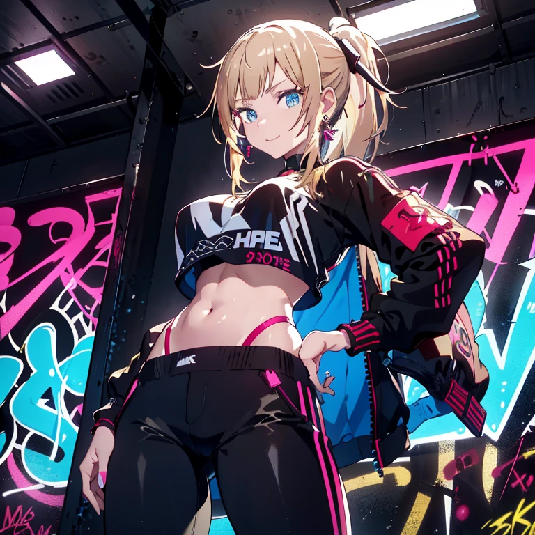 1girl, black camisole,12-year-old, blonde, blue-eyed, (full body seen:1.3), strong arms, muscular thighs, ripped muscles, six pack abs, muscle arms, muscular, slim, Petite, flat chest