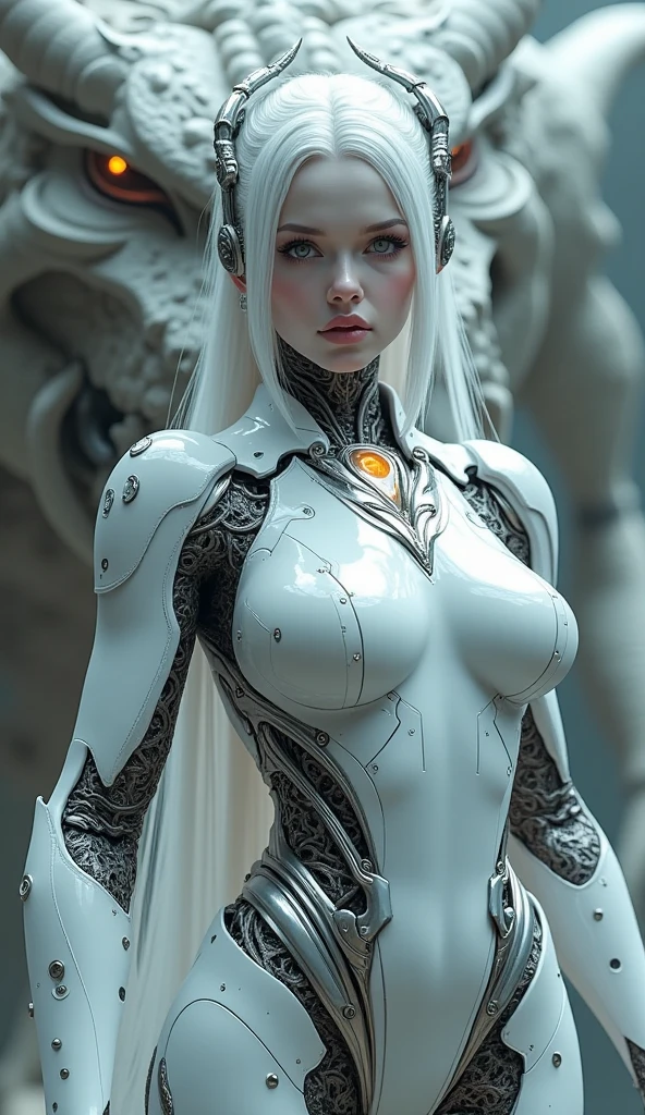 anime girl in white outfit with long white hair and white hair, cyborg girl with silver hair, beautiful white cyborg girl, in futuristic white armor, perfect anime cyborg womanAdvanced Digital Anime Art, robotic anime mixed with organic, Cute Female Android!, beautiful cyborg girl, knights of the zodiac , portrait knights of the zodiac , digital anime art, PERSEPHONE, Persephone, Persephone, (SFW:1.5) Hyperrealistic