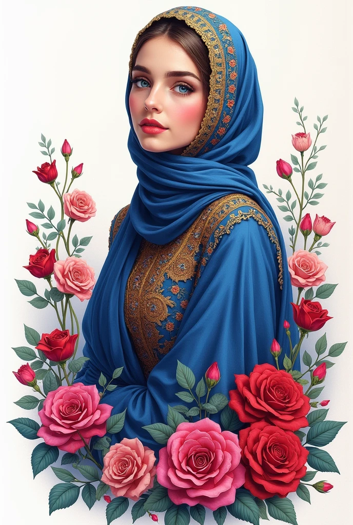 Logo of a Muslim woman with a purple hijab and a queen's crown