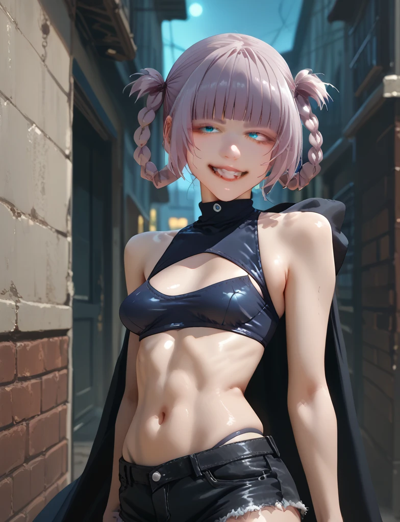 (Muscular:2.4), (thick thighs:2.4), 
(lilith aensland darkstalkers, adult:1.5), pink hair, smiling, demon, head wings, 
eyeshadow, earrings, red lips,
detailed eyes, (big smile:1.7), detailed skin,
flat chest,
(wings, (leotard:1.8), purple pantyhose, gloves:1.4),
(upper body view), (looking at viewer), (three quarter view:1.3),
(highrise apartement at night:1.2), rim lighting, two tone lighting, dimly lit, bokeh