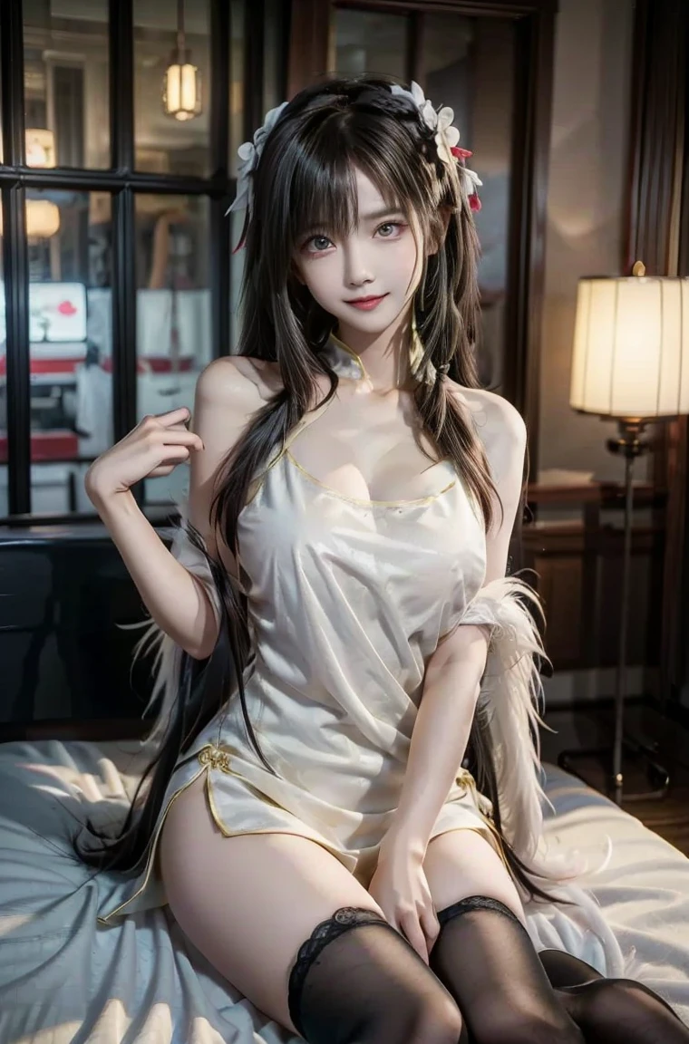 Kizi, long whitr hair, Cute face, White Skin Skin, Charming lips, Sweet smile, Fresh breath, Sincere black eyes, long leges, plumw, No clothes.