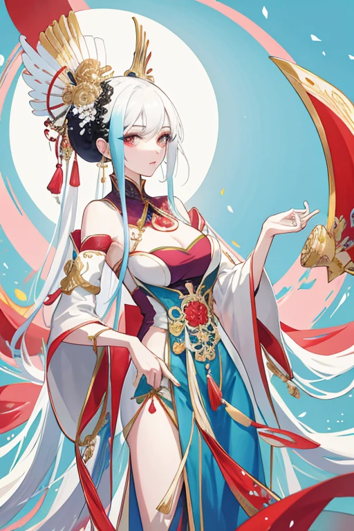 Woman in kimono dress,Take a fan,A fan, onmyoji, ((a beautiful fantasy empress)), ((wearing aristocrat robe)), Onmyoji detailed art, onmyoji portrait, full-body xianxia, Keqing from Genshin Impact, heise jinyao, Anime goddess, Ayaka Genshin impact, flowing sakura-colored silk,A plump chest,voluptuous figure,Charming,low chest,比基尼