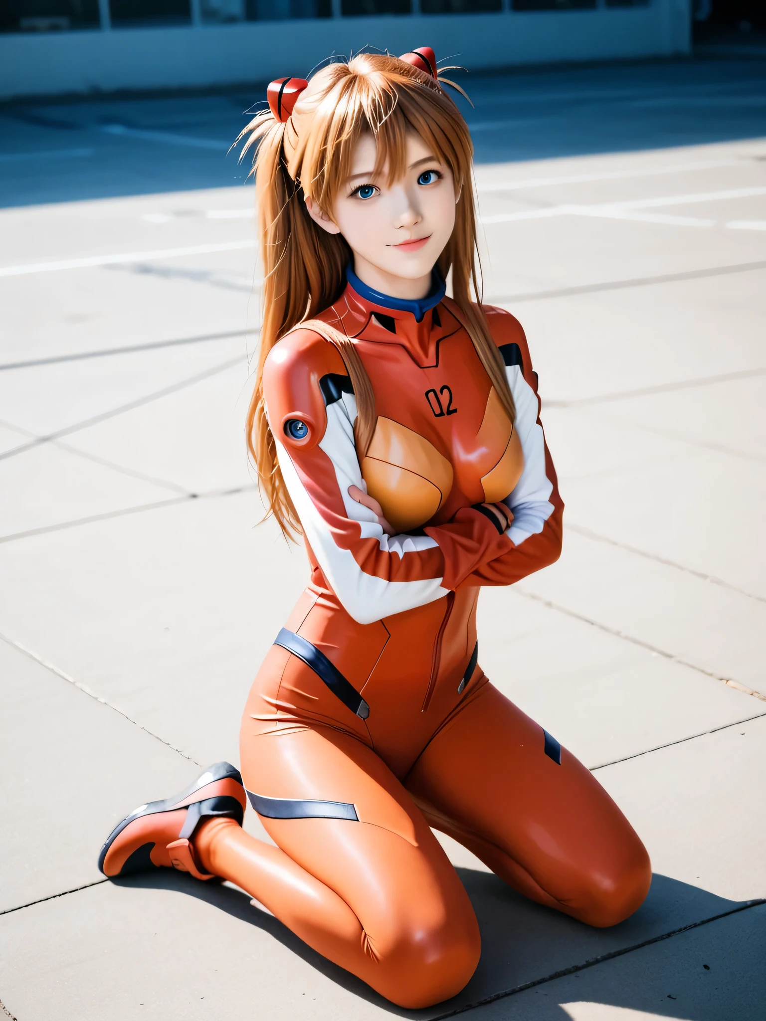 score_9, score_8_up, score_7_up, source_photo, realistic, photo, dramatic shadows, (((masterpiece, best quality))), ((((RAW photo, best quality, realistic, photo-realistic)))), ((((photorealistic)))), (((19 years old))), 1girl, asuka langley soryu, (souryuu asuka langley:1.5), ((((blue eyes))))), hair between eyes, headgear, interface headset, orange hair, ((((red bodysuit)))), long sleeves, plugsuit, red bodysuit, depth of field, sharp focus, Detailed face, ((((medium breasts)))), big breasts, light smile, ((solo)), busty, ((1girl)), beautiful breasts, beautiful ass, love, caring, blush, appreciate, caring eyes, droopy eyes, shiny skin, beautiful breasts, beautiful ass, cute face, (((pretty sister))), ((pretty)), playfully scolding the viewer, Beautiful eyes, (((big eyes:1.3))), (((sensual vibe))), ((((feeling pleasure)))), ((((ideal body)))), ((energetic)), ((perfect fingers)), (((night))), ((((seductive pose)))), ((((sexy pose)))), (((realistic:1.4))), ((((cowboy shot)))), ((((full body)))), Dynamic pose, ((sitting)), ((kneeling)), ((squat)), ((((arms crossed)))), ((dynamic angle))