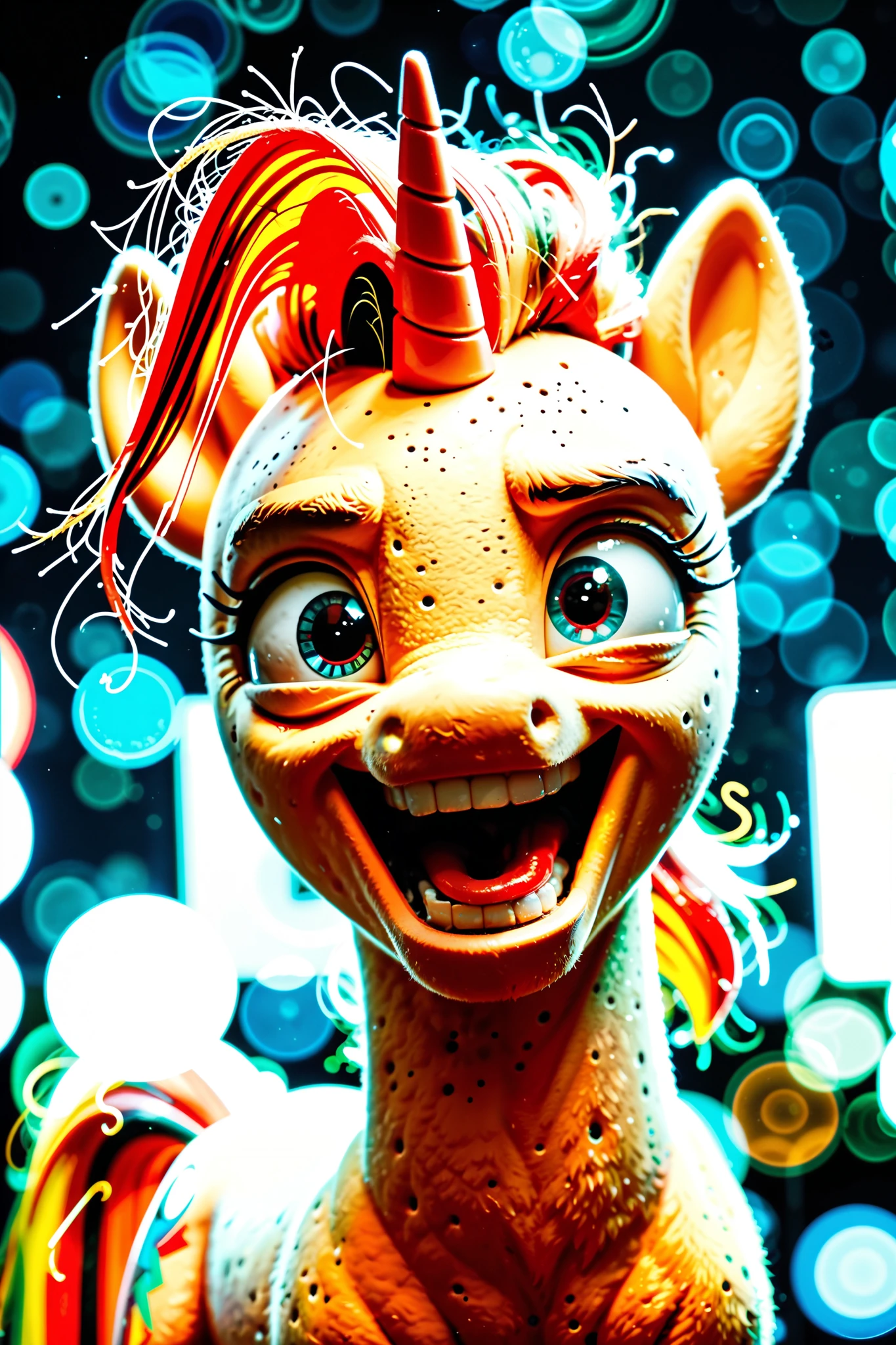 CyberRealistic Pony,Pony,crazy,Pony,it's the most crazy, coolest thing ever.Real,(cinematic lighting),bokeh,