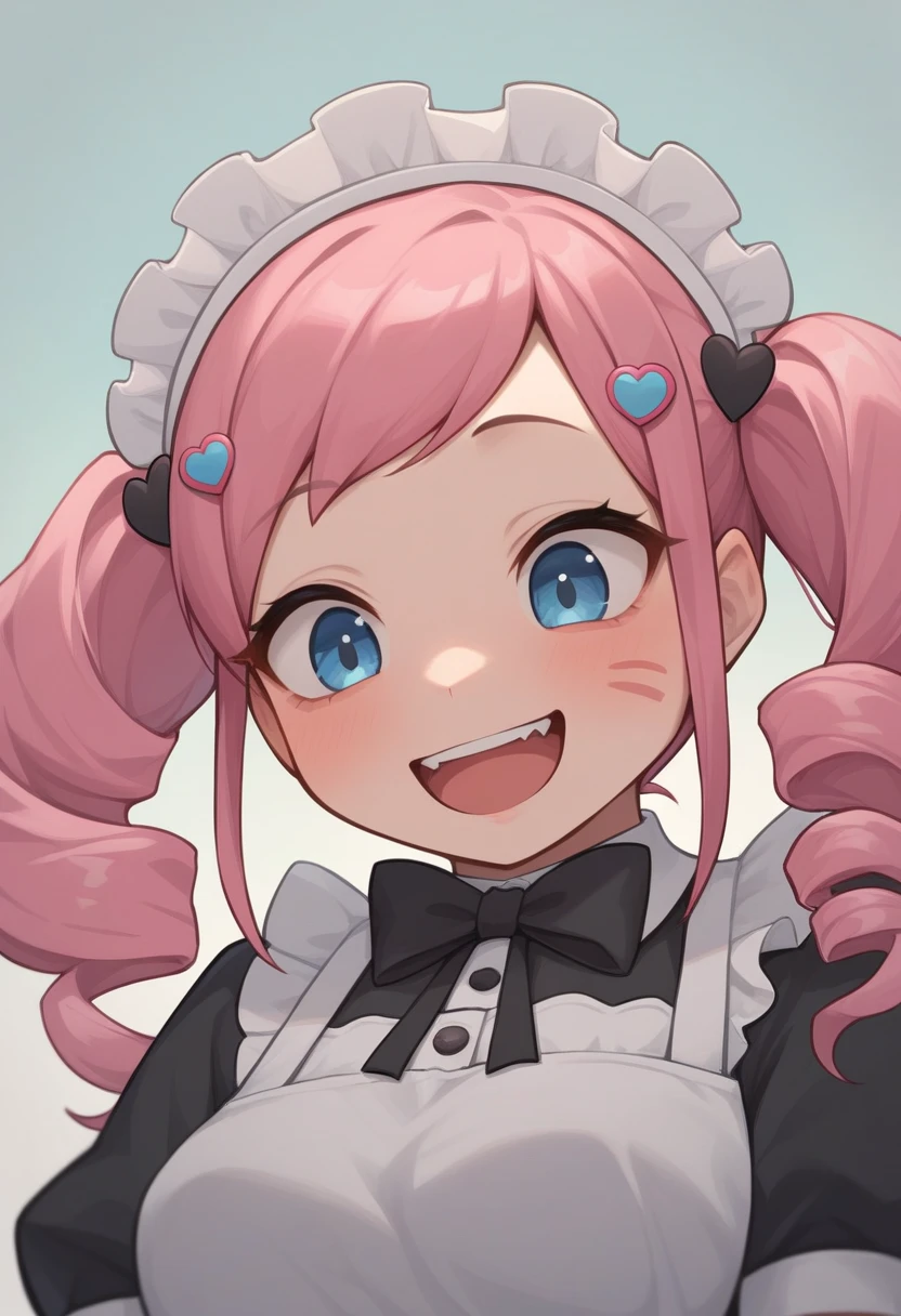 One girl, Cosmetan, methane, Twin Drill, Pink Hair, blue eyes, dress, Outdoor, Fallen leaves, (((skirt lift))), (((kneel))), (((white panties, White garter belt, white garter hose))), (((face focus,  pov, portrait))), ((( on mouth))), (((1fat man, from the front, , ))),