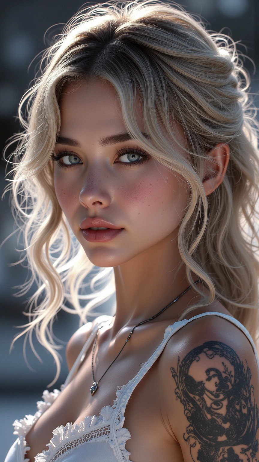 best quality,realistic,portrait,"toppless woman","beautiful detailed eyes","soft and delicate skin","long flowing hair","elegant and graceful pose","subtle lighting","subtle background","oil painting style","vivid colors" very slutty
