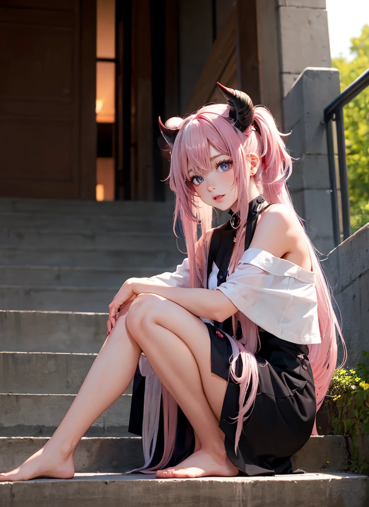 Masterpiece, top quality, best quality, official art, beautiful and aesthetic, anime, 1girl, Zero Two, extremely detailed, colorful, more detailed ((ultra-detailed)), (highly detailed CG illustration), solo, pink hair, pair of horns, verd s eyes, long hair, (focus on character), pilot outfit, red bodysuit with white details, science fiction, blood