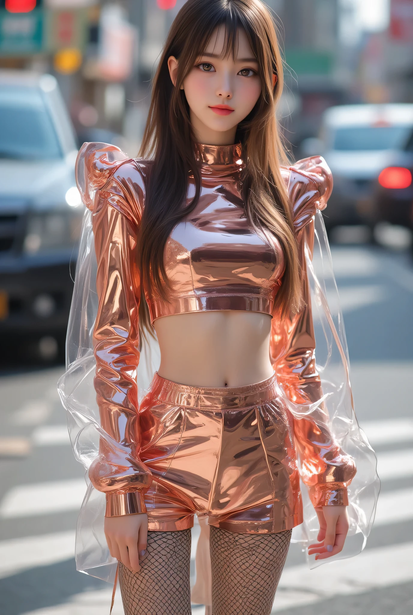 a close up of a woman in a Pink dress and a Pink coat, bubblegum body, Wearing Kudo Tsuko latex suit, Pink body, ((Pink)), Cute girl in costume, Futuristic glossy latex suit, Pink, some Pink, wearing latex, latex suit and raincoat, rubbery body, rubbery body