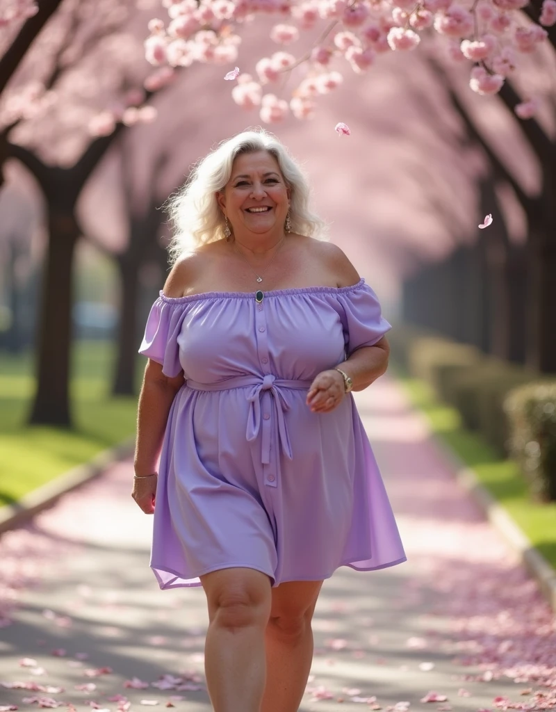 Xyrele, 1girl, solo, 30 years old, (((French face))), (((French nose))), (((French lips))), ((((chubby)))), (((wide hips))), (((blonde hair))), crinkly medium hair, ((Background: Dordogne countryside)), ((upper body and upper legs)), wearing purple Flowy Tunic Top