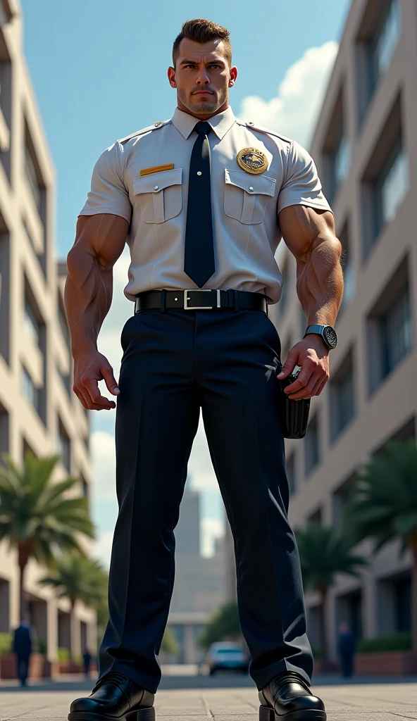 32k, high quality , detailed face , detailed hands , detailed muscles ,HANDSOME stephen amell 40 YEARS OLD , MATURE HUNK MAN, standing and posing in a gym hall ,standing with spread legs, showing his muscles AND BULGE, background brick wall with star movies posters,