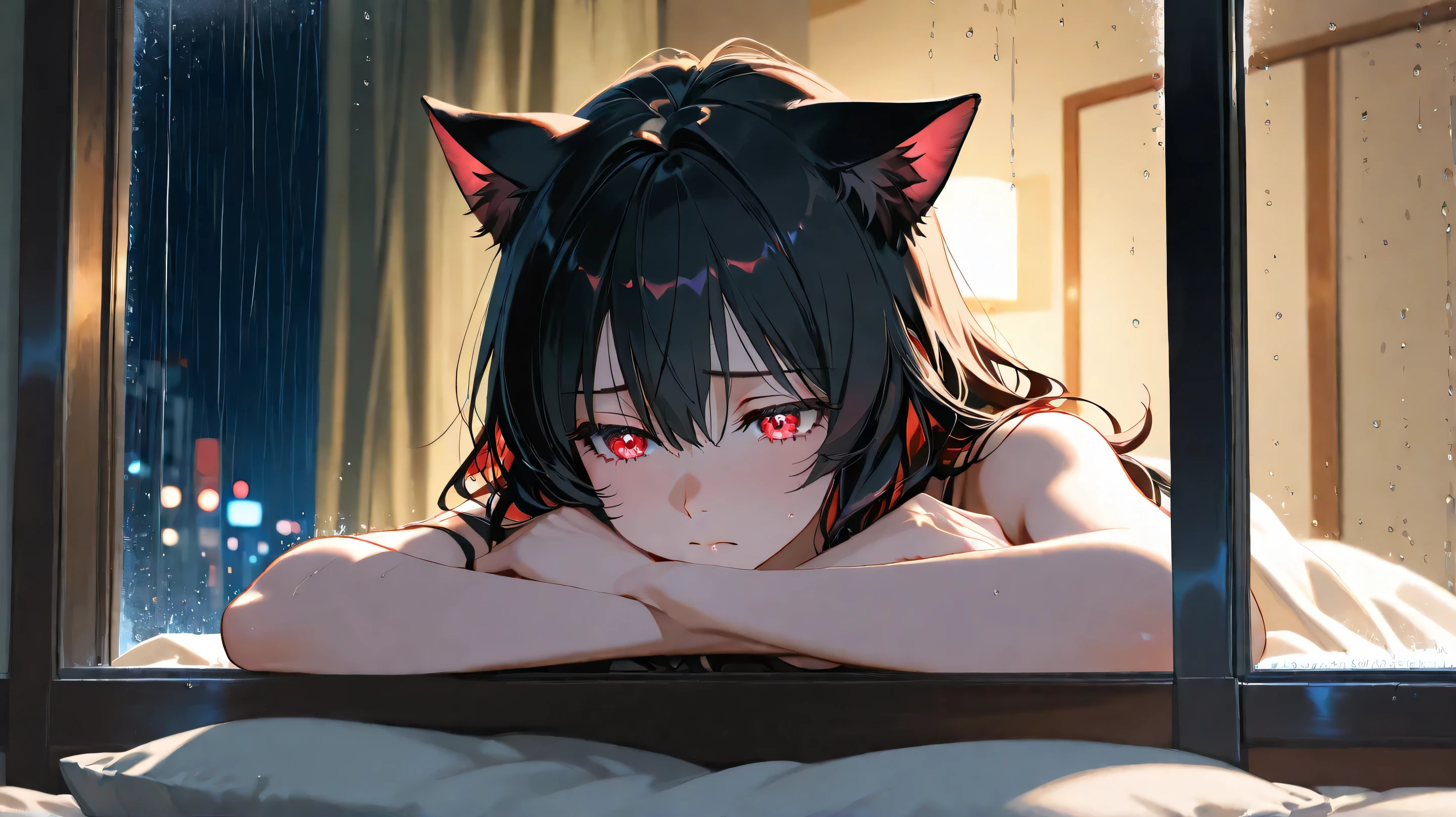 Browsing Caution,masterpiece,Highest quality,High resolution,Very detailed,One girl, Manhattan Cafe \(Horse Girl\)、Yellow Eyes、Black Hair、Long Hair、 Long Bangs、 Horse ears、whole body,Embarrassing,desire,blush,Faces of Expectation,Seduce,Love Hotel at Night,Luxurious Room,(Flattery),(Sex slave),(aphrodisiac),(trembling),Face down, orgasm, (Masturbation), (Squirting), sexual excitement