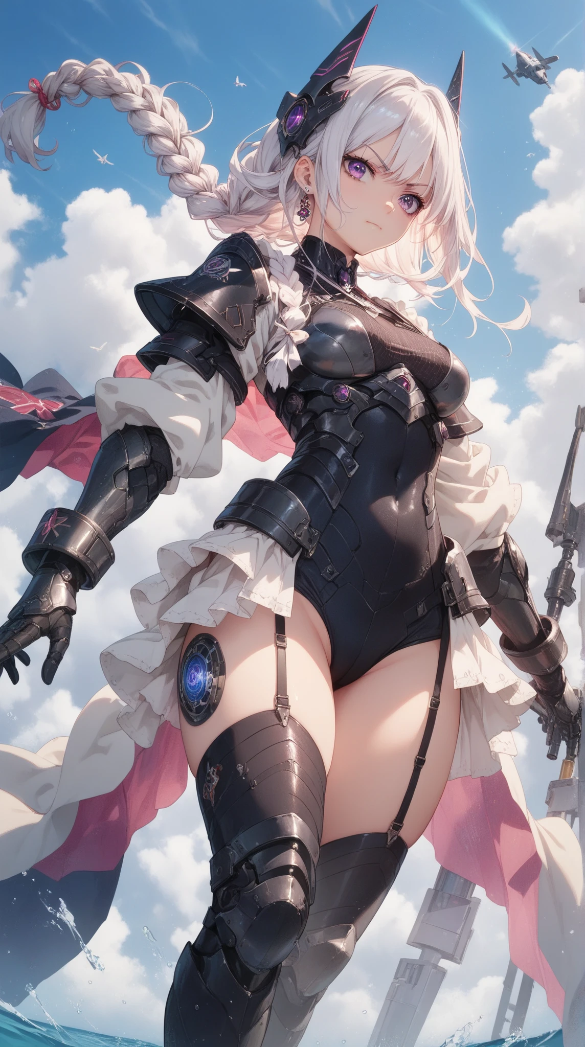 ((Best quality)), ((masterpiece)), (detailed:1.4), 3D, an image of a beautiful cyberpunk female,HDR (High Dynamic Range),Ray Tracing,NVIDIA RTX,Super-Resolution,Unreal 5,Subsurface scattering,PBR Texturing,Post-processing,Anisotropic Filtering,Depth-of-field,Maximum clarity and sharpness,Multi-layered textures,Albeo and Specular maps,Surface shading,Accurate simulation of light-material interaction,Perfect proportions,Octane Render,Two-tone lighting,Wide aperture,Low ISO,White balance,Rule of thirds,8K RAW,long braid on one side,wet panties,Take the floral panties,white panties,can saw a trace on my underwear vagina,Pink floral panties,two leg only, panties is very wet,The panties are so sheer you can see the pussy,(idle),Spread legs,can see the pussy from panties,black stockings,black garter belt,zoom in pussy,very huge breasts,Breasts as big as watermelons,tight legs,big labia majora pussy,Put hand on the genital area where you are wearing underwear,two women,big tits,There was another woman who was naked Another woman was wearing white lingerie with a floral pattern,very big breasts,big clitoris female genitalia, sci-fi shirt,pubic hair,There is a small tattoo above the genitals