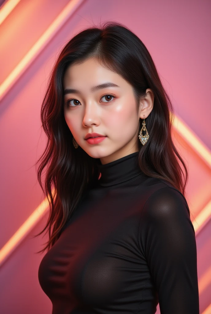   high resolution  ,   super detailed  , lace，cl，woman(((vector， Flat Form Style ，illustration，数字艺术illustration)))， 1 girl，unique， pretty face ，earrings，portrait，Shoulder，Black turtleneck，Geometric gradient，Gradient Line，artistic conception，summary， minimalism，Minimalist lines，portrait，, using a central composition ， sharp rhythmic lines，1 Girl,earrings, flag background ,Jewelry, red background ,Red Umbrella, unique , minimalism新艺术风格,illustration风格