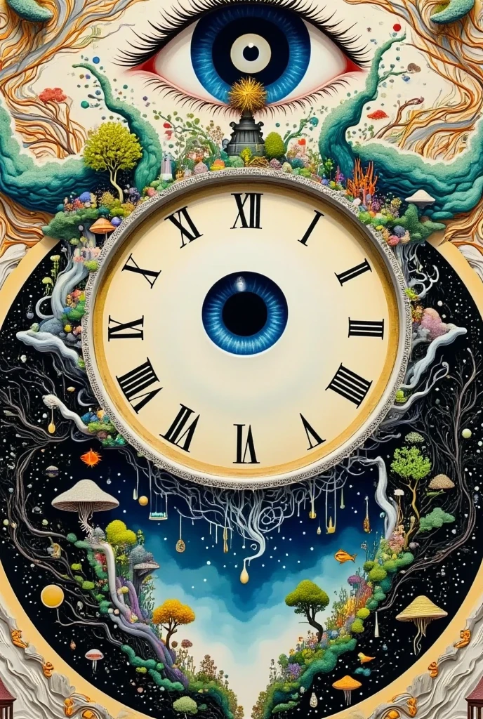 eye clock keyhole painting