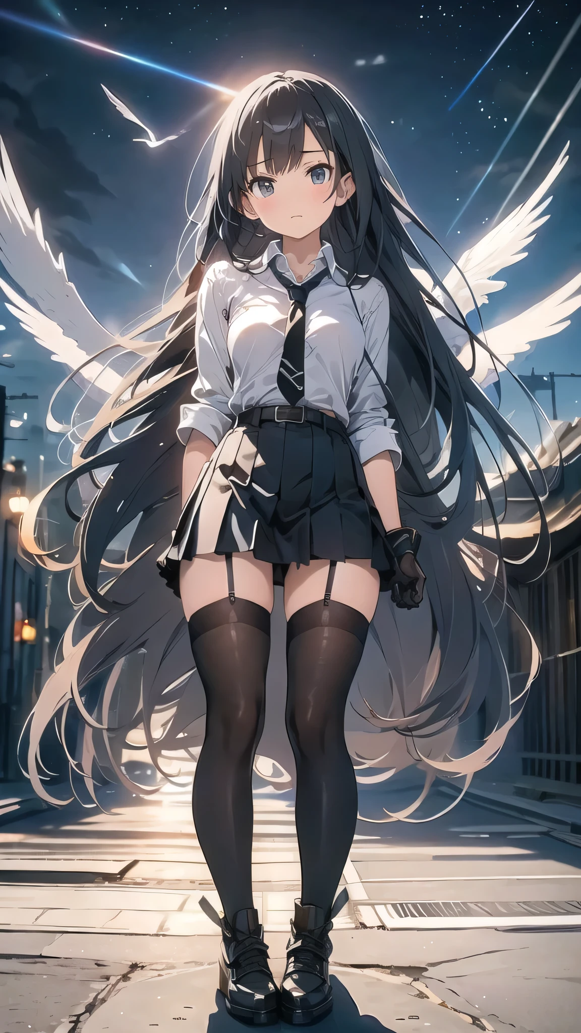 High Quality , Masterpiece, Ultra high resolution, ( realism: 1.4), oil painting style , movie lights, , I stood on an empty asphalt road watched it.., 、 Flying Crane Hanging Leather big breasted Small face Lying Down looks up at the sweat belt buzzer 脇sweat black hole gloves suit miniskirt garterbelt Footlink ズボンのbelt place hs on back restless expression looks up at the restless expression Knee-length Knee-High Socks Knee-length socks garter belt garter Garterbelt on thighs, place hs on back limit hcuffs Cable ties Cable ties on thumbs big boobs