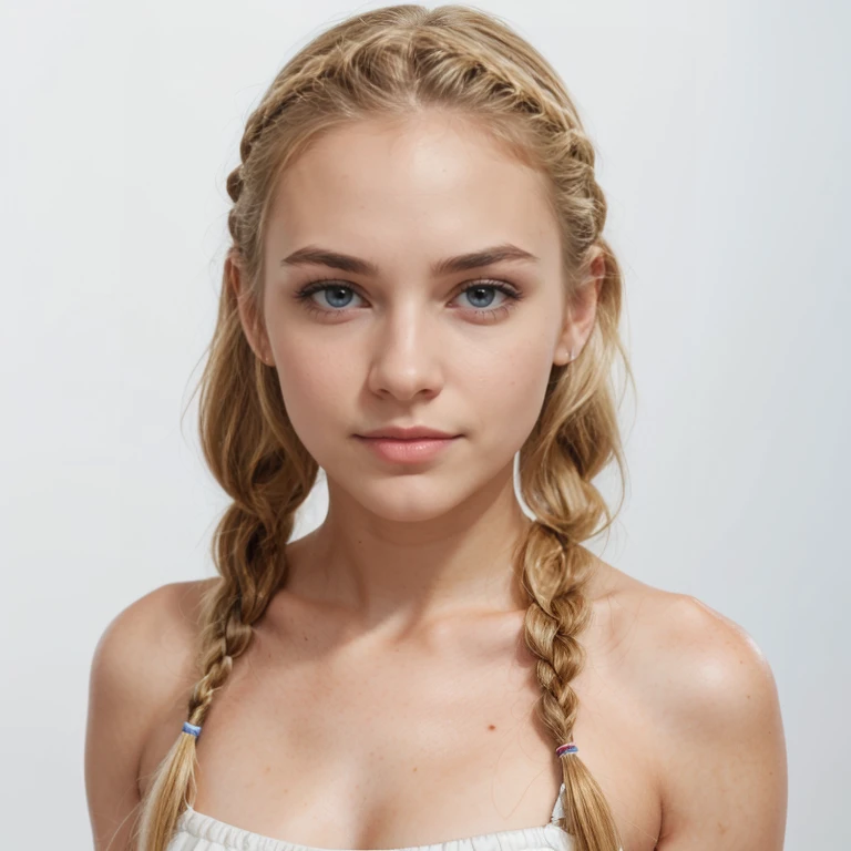 Close-up of woman with long hair, blowing a kiss, blonde braids and blue eyes, braids для волосstyle, blonde hair with pigtails, two braids для волосstyle, braids, braids для волос, long light hair, braided, sexy lips :5 stylish, with black braids, long braided blonde hair, thin lips, she has a cute face, blonde hair, braided