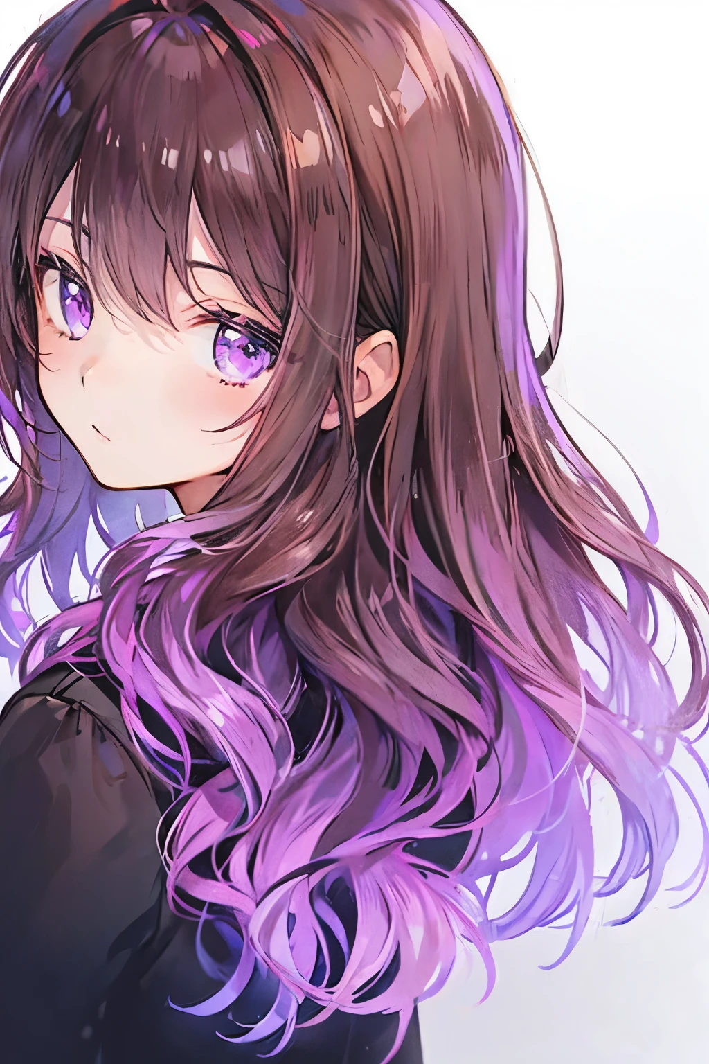 Ombré dark brown down to purple.