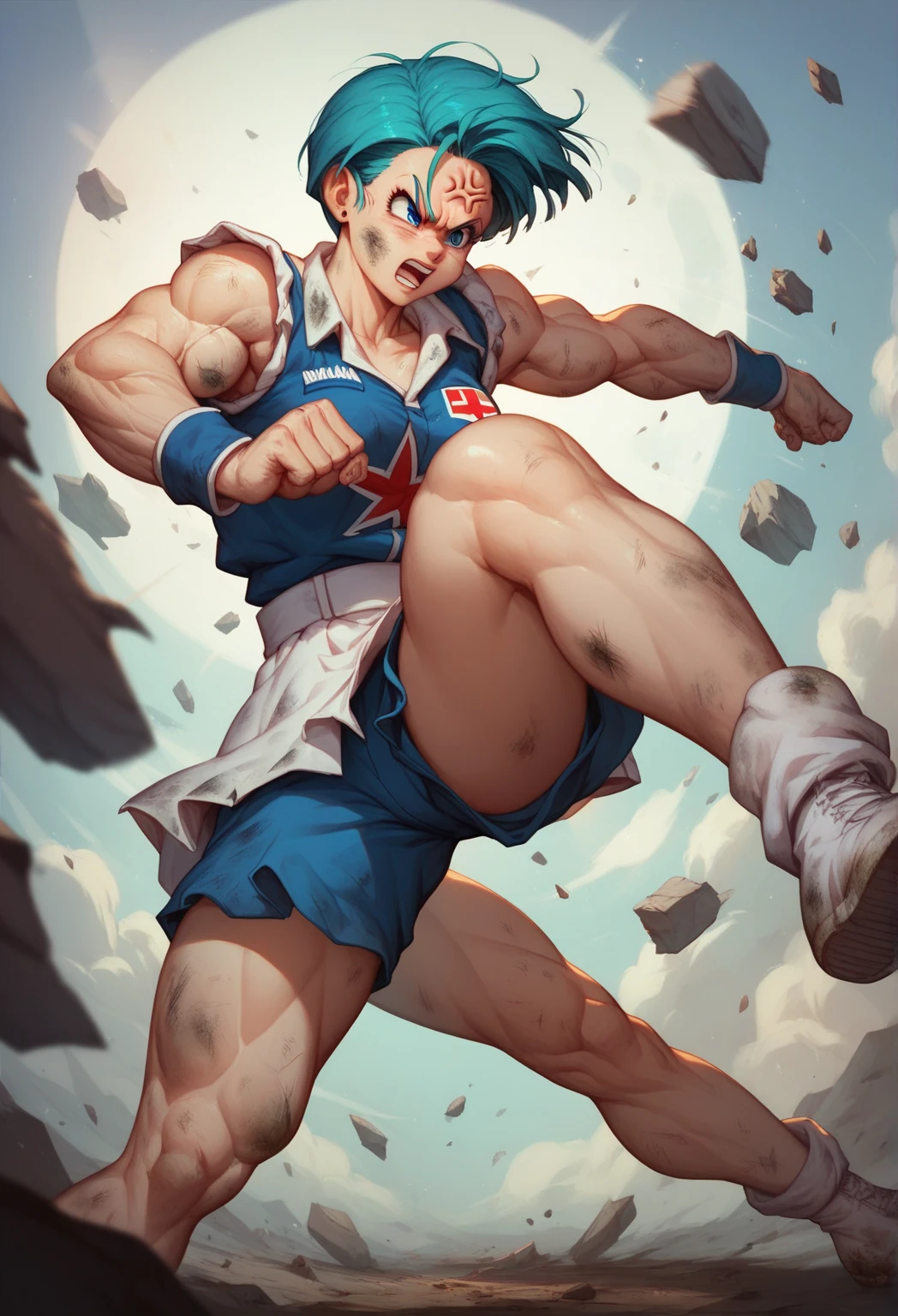 A world champion female UFC fighter and a world champion female kickboxer fight with all their might and experience ecstasy