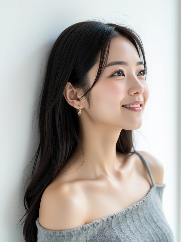 Asian people，White background，A half body，frontage，Warm skin tone，femele，Bright light，