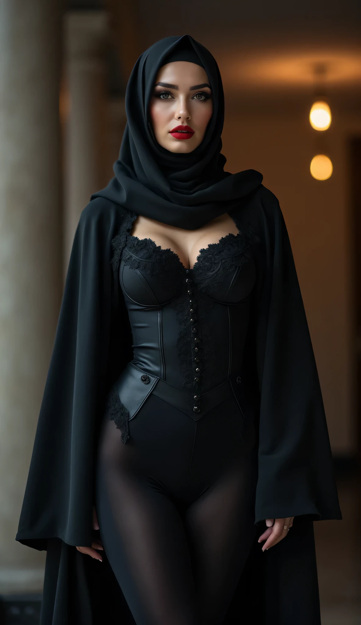 (chef-d’œuvre :1.2), Milf , rétro lingeries, bas, Corset , sombre et mystérieux, d’une beauté envoûtante, longue cape bottes de cuir, bas vintage , fluide, motifs brodés, cuir ancien, usé lingerie gros seins, énormes, tenue du 17e siècle, Artisanat exquis, Atmosphère sinistre, brouillard dense, ombres étranges, ruelle faiblement éclairée, cadre gothique, Macabre, envoûtant poétique, clair de lune de minuit, lueur vacillante à la bougie, glaçant, éclairage ambiant, outils médicaux anciens, Photo de studio, rues désertes,  désolation, de
