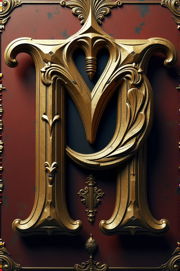 um close de uma letra decorativa d em uma parede, 3 d logo, Arte digital 3D detalhada, in style of ultra Alto detalhe, medieval art deco style, Royal insignia in the background, comportamento. Alto detalhe, Octane Art Nouveau rendering, c4d”, design altamente detalhado, estilizado como um 3renderizar, renderizar, depicted as a 3 renderizar