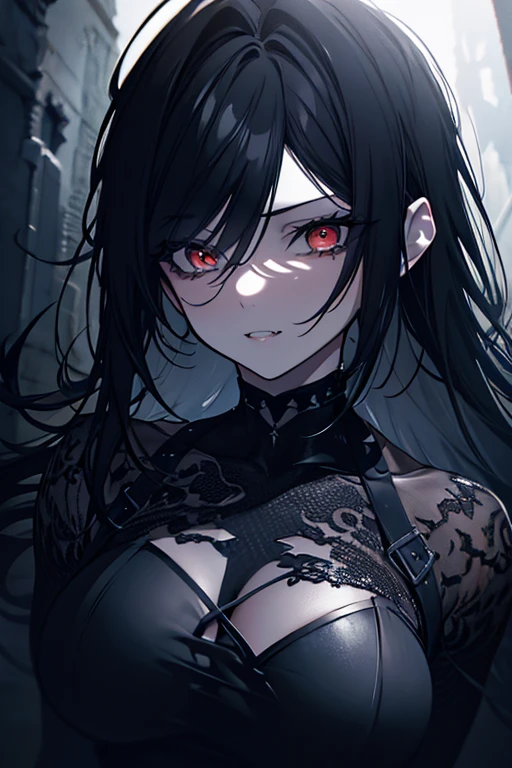 (best quality, highres), creepy facial features, dark background, intense expression, glowing eyes, eerie atmosphere, twisted body pose, ((chained)), haunted surroundings, hauntingly beautiful, gothic style, pale complexion, dramatic shadows, sinister aura, macabre details.