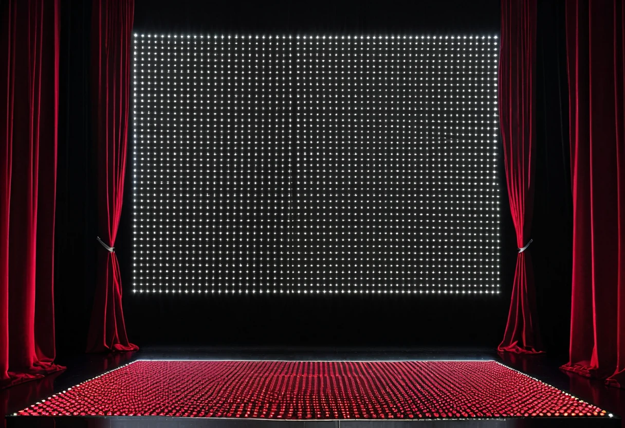 Led Graph Stage Background Photorealistic image. Minimalist stage backdrop. Black background ...