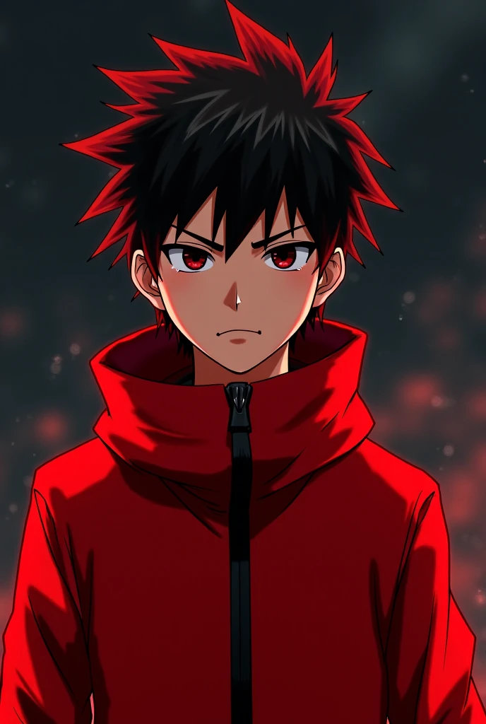 Image of male anime denji makes him like in the anime with clothes in the color of the Turkish flag. Just like the anime. Put the Turkish flag on. Makes him scary. 