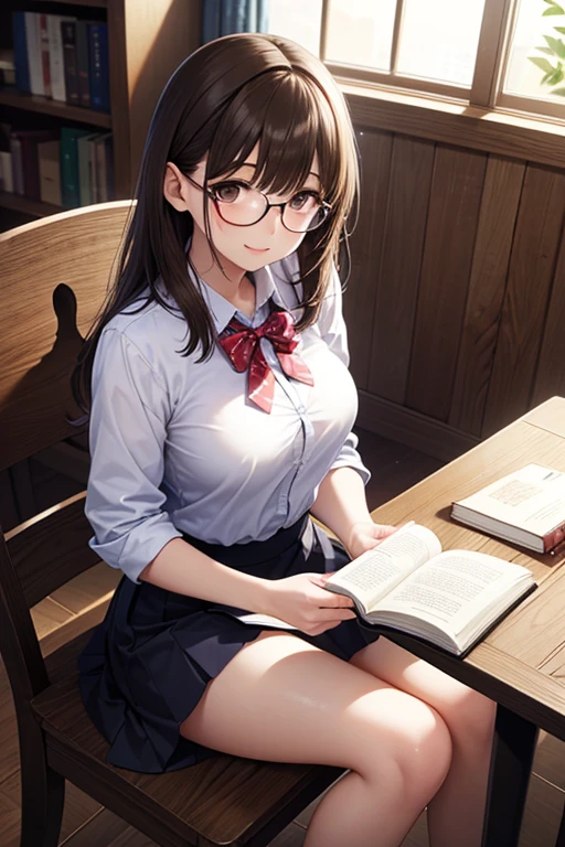 (((masterpiece, Highest quality, High resolution, 超High resolution, Perfect Pixel, Depth of written boundary, 4K, RTTX 10.0))), Beautiful Anime Woman, Beautiful art style, Anime characters, ((Smooth texture, Realistic texture, Anime CG Style)), Exact finger count、Exact number of legs、(Exact number of arms:1.0, Exact number of hands:1.0), (Perfect hands, Perfect ???????), Cinematic, Realistic, Extremely detailed CG, Daytime lighting, Perfect lighting, Best Shadow, The best natural light, whole body, Perfect body, Slender body, ((bangs, Dark reddish brown hair, Stylish and cute ponytail hairstyles), Glasses), (Detailed face, Cute Face), (A grown woman standing with her own hand lifting up her skirt:1.7), (Female Teacher Suit, Red vest, Black mini tight skirt, Knee socks, pumps:1.3)、Angle from the front, ((セクシーでかわいいRed panties:1.3), (Glossy satin panties, Side-tie panties, Lace panties:1.3), (Red panties, garter belt:1.3)), (Beautiful big boobs), (Beautiful and thin thighs:1.3), Feeling embarrassed, (blush:1.2), (Very embarrassed look:1.5), (School classroom, Desk and chair, Teaching Excellence, Many male students in the background, The male students are chatting.:1.4), sbrooch, jewelry, ascot, red vest