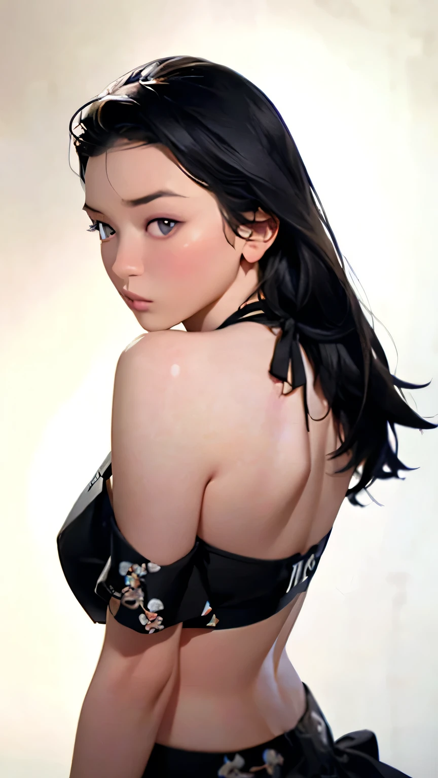 1 Girl, medium boobs, Starry Eyes, (8k, RAW Photos, High sensitivity, best quality, masterpiece, ultra high definition , Realism: 1.25), , ( Very detailed CG Unity 8K wallpaper , best quality, high definition : 1.2), (ultra_ Details, 超 high definition : 1.2), perfect lighting, personal , ( 1 Girl: 1.4), ( cute girl: 1.2), Unreal Engine , side lights, Gray Hair, purple eyes, perfect face, Detailed face, perfect body, beautiful eyes , Facial beauty, (Light Skin: 1.4), Idol, ( upper body shot;1.5), ((Woman in a bikini with a black pattern on white fabric ;1.7)), transparent,