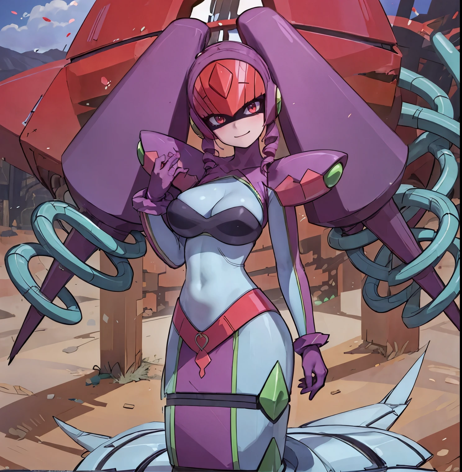 twintails,twin drills, bodysuit, helmet ,Lamia