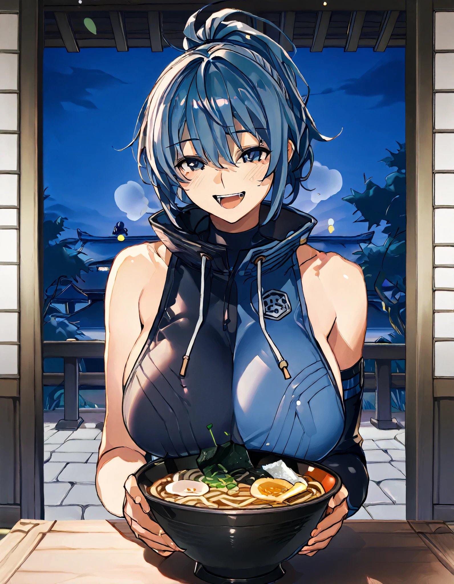 1girl, solo, nsfw,, (wearing nothing: 1.5), large breasts., empty eyes , haruna sairenji ,short hair, , purple eyes, blue hair, hairclip, flooding, fire, heavy snowfall, frozen, file, crying, sea, cooking, whole body, Cherry tree、 blue sky, church,, classroom, garden, , nipple , wet、、