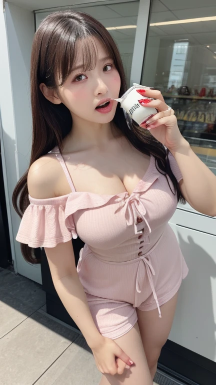 Female Idols、Esbian all over、smile、Lip gloss、Very large necklace (Neon pink and neon yellow)、Very large earrings (Neon pink and neon yellow)、Sheer latex tight mini dress(Neon pink and neon yellow)、Colorful Hair (Neon pink and neon yellow)、Conceptual Art, high quality, Realistic, Very detailed CG 統合 8k 壁紙, Very detailed, High-resolution RAW color photos, Professional photography, Realistic portrait, Cinematic Light, Beautiful details, Super detailed, Attention to detail, (((Bokeh))), Depth of written boundary, illumination, Neon Street, Super stylish lighting、smile、smiling