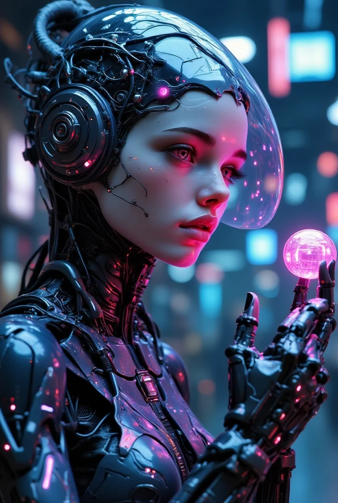 Artificial intelligence model girl, ring in fingure
