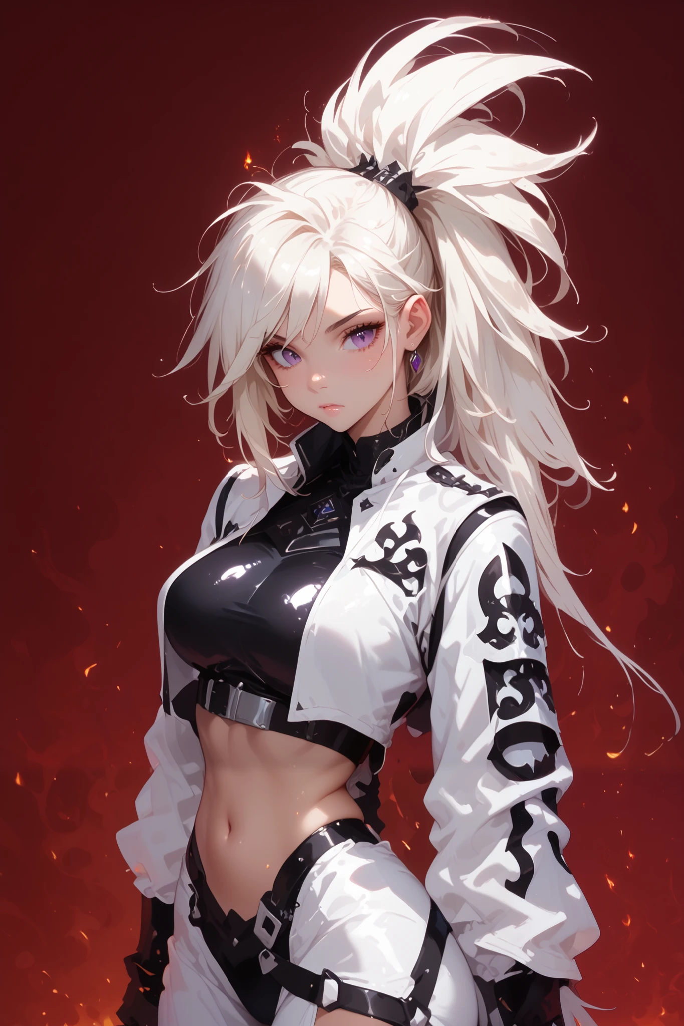 Anime girl, sexy figure, nice body curves, large breasts, wearing a knight armour, long black hairs, purple eyes, dragon scales and dragon wings, dragon wings, Fire, weapon, showing off her figure, looking down, down view, giving sexy hand stand poses, sitting down, simple dark background.
