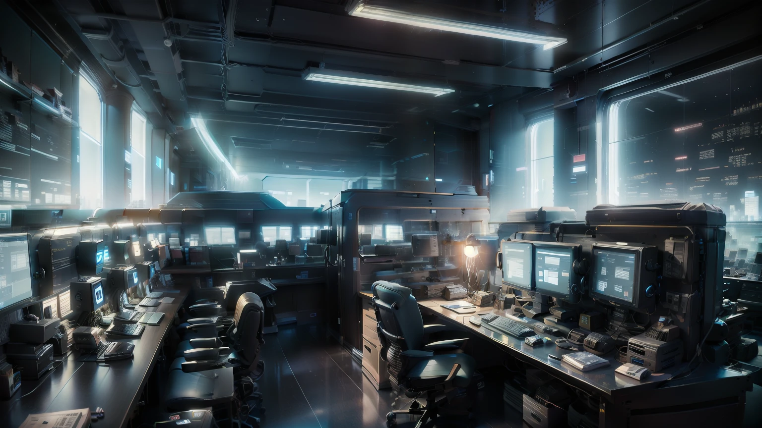 base、 office、 Computer 、 multiple displays、