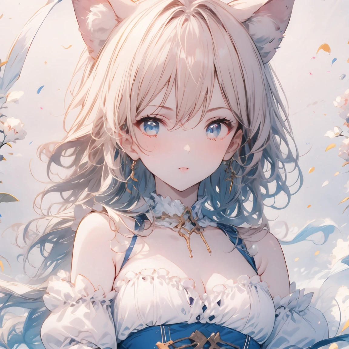 (masterpiece, highest quality:1.3), 1 cute girl, ideal ratio body proportions, blonde short hair, black frilled mini skirt, puffy shoulders, bare arms, magic wand, (white cotton panties, 1 strange small animals:1.4), dynamic pose, night city,