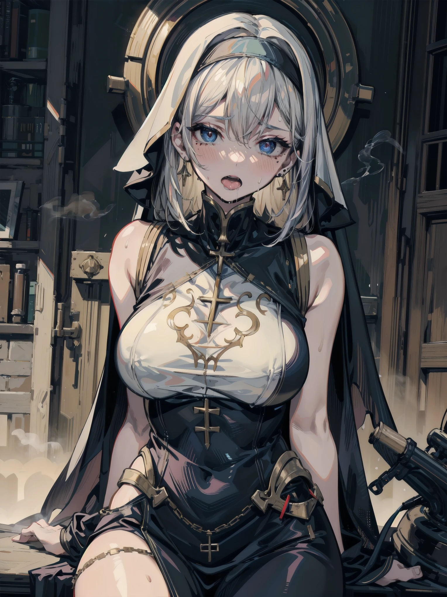 (best quality,highres,masterpiece:1.2),(realistic:1.37),abstract,splatter,detailed,melting,white hair,short hair,long hair, long hair,blue eyes,backlit,sand,water,black background,dust,water splash,long sleeves,white clothes,oversized clothes