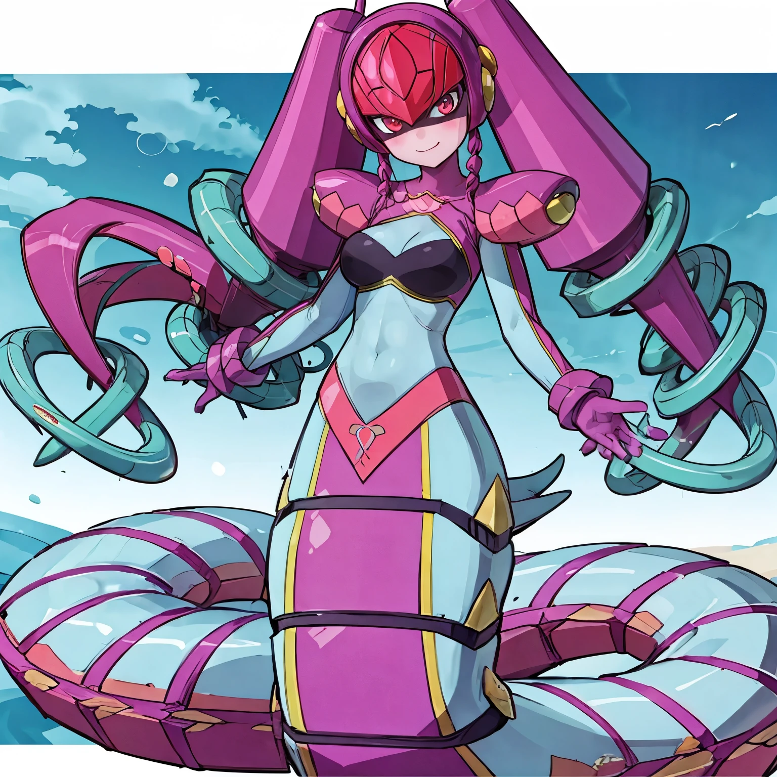 twintails,twin drills, bodysuit, helmet ,Lamia