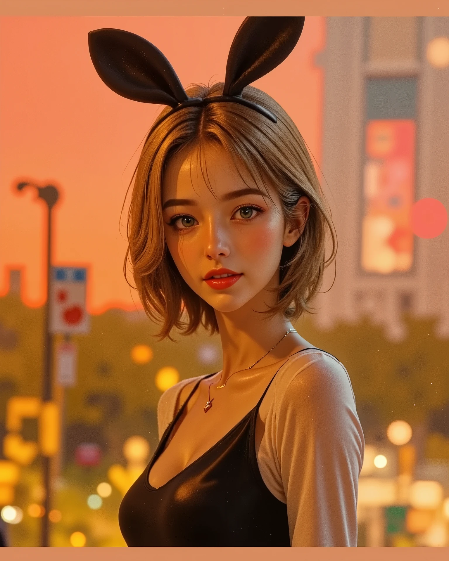 1 girl,  posing for the camera, rabbit cosplay , playboy,  Beautiful Girl,  r , Sixrl,  shiny and moist lips,  lips with gloss ,  perfect photograph ,  cinematic lighting , ray tracing,  Perfect Shadows, HD, 4k, obta maestro ,  hyperrealistic.
