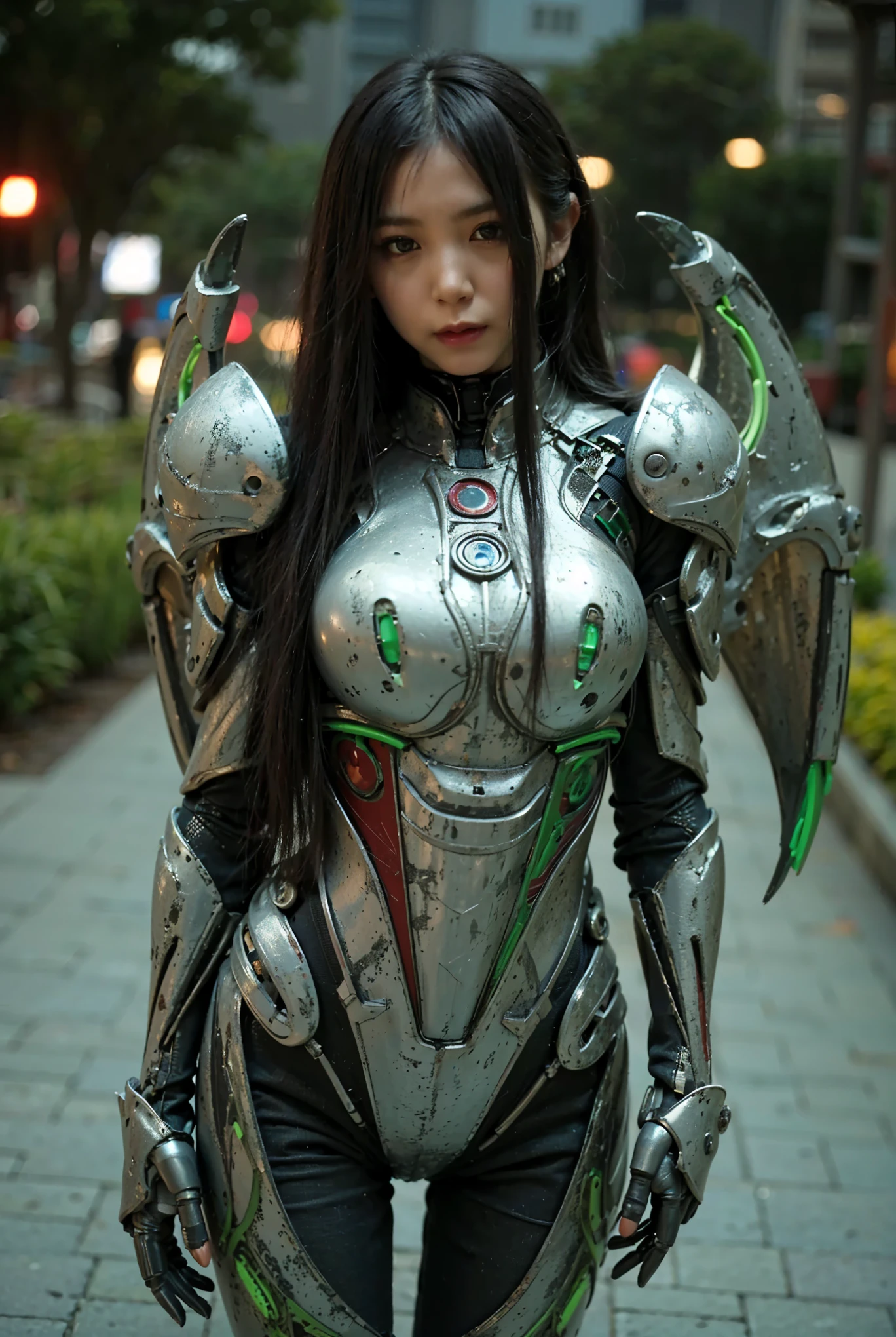 (Completely live action:1.37), (Amazingly realistic textures:1.37), (masterpiece, best quality:1.2), (8k uhd, 16k, 32k, ultra high res), amazingly realistic skin, amazingly realistic photo, superrealism, (photorealistic:1.37), (RAW photo), ultimately realistic, (ultimately realistic all details), (ultimately realistic all textures), super realistic lighting, super realistic shadow, (japanese girl:1.5), (realistic idol face), smiling, happy, super realistic face, ultimately realistic skin, ultimately realistic eyes, (mascara:1.35)ultimately realistic background, ultimately realistic detail up, (kkw-ph1:1.25), (Canon EOS R6, 85mm, 1/200s, f/5.6, ISO 1600), (tattoo), (mechanical armor:1.37), (blue eyes:1.2), (silver hair:1.3), 