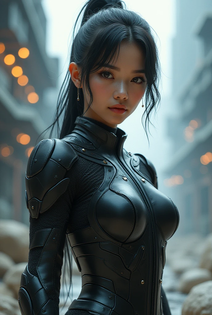 (((Jessica Henwick in a futuristic cyberpunk ninja assassin armor )), (dynamic pose), (masterpiece), (hyper realistic:1.4), (realistic:1.3), (best quality real texture skin),  (cinematic lighting), (movie scene), 1Beautiful woman, ((sexy, cleavage, nippin)), (glowing light), highly detailed skin, skin pores, (highly detailed face:1.1), (highly detailed eyes:1.1), realistic pupils, (perfect anatomy:1.1), (perfect proportions:1.1), (photography:1.1), (photorealistic:1.1), volumetric lighting, dynamic lighting, real shadows, (highres:1.1), sharp focus, (realistic, hyperrealistic:1.4), intricate, high detail, dramatic, subsurface scattering, big depth of field, vivid, polished, sharpened, ((full Sharp)), (extremely absurdres),8k hdr, ((cyberpunk Hong Kong city background))